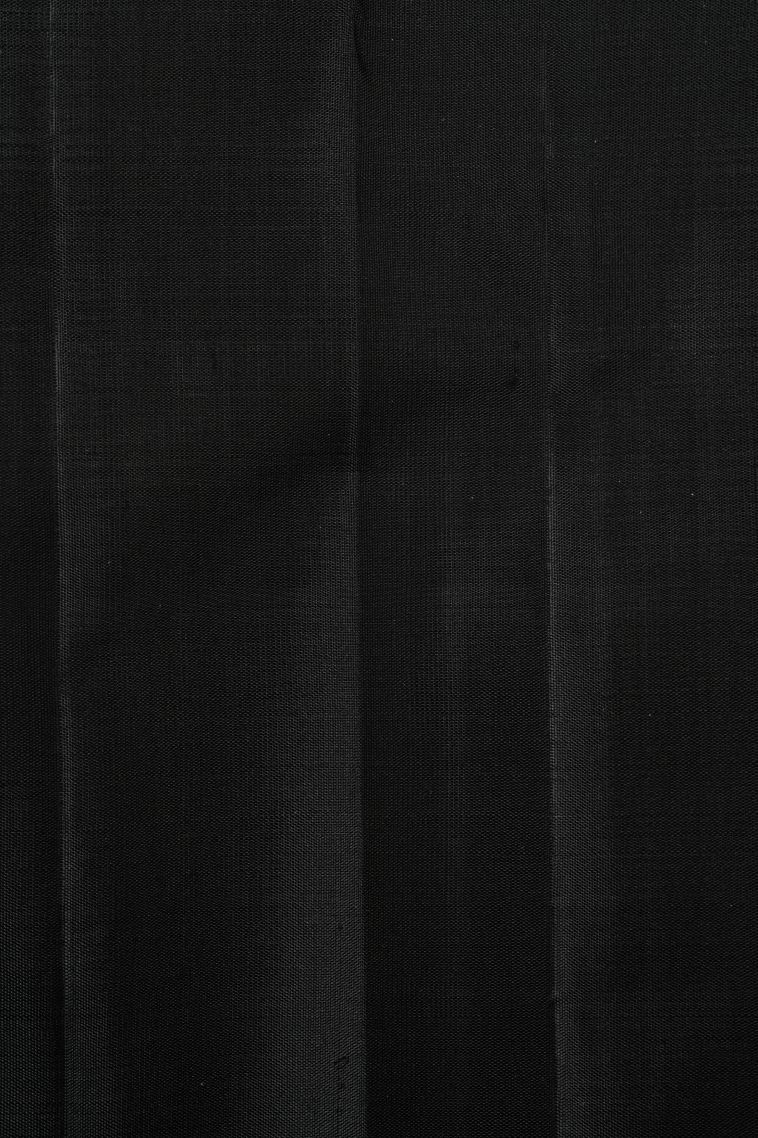 Gray Black Kanchipuram Silk Sarees with Without Zari Zari Plain view 3