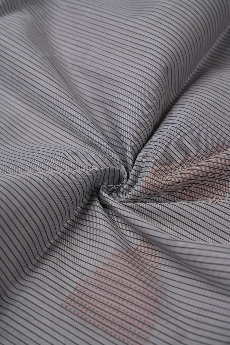 Slate Blue Kanchi Cotton Sarees with Without Zari Zari Stripes view 4