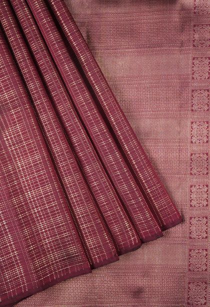 Apple Red Kanchipuram Silk Sarees with Gold Zari Checks