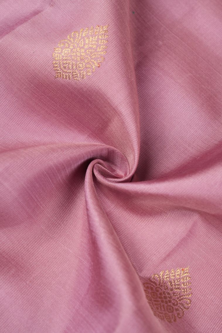 Lemonade Pink Kanchipuram Silk Sarees with Gold Zari Buttis (small Dots Or Motifs) view 4