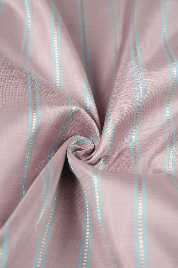 Crepe Pink Kanchipuram Silk Sarees with Silver Zari Stripes view 4