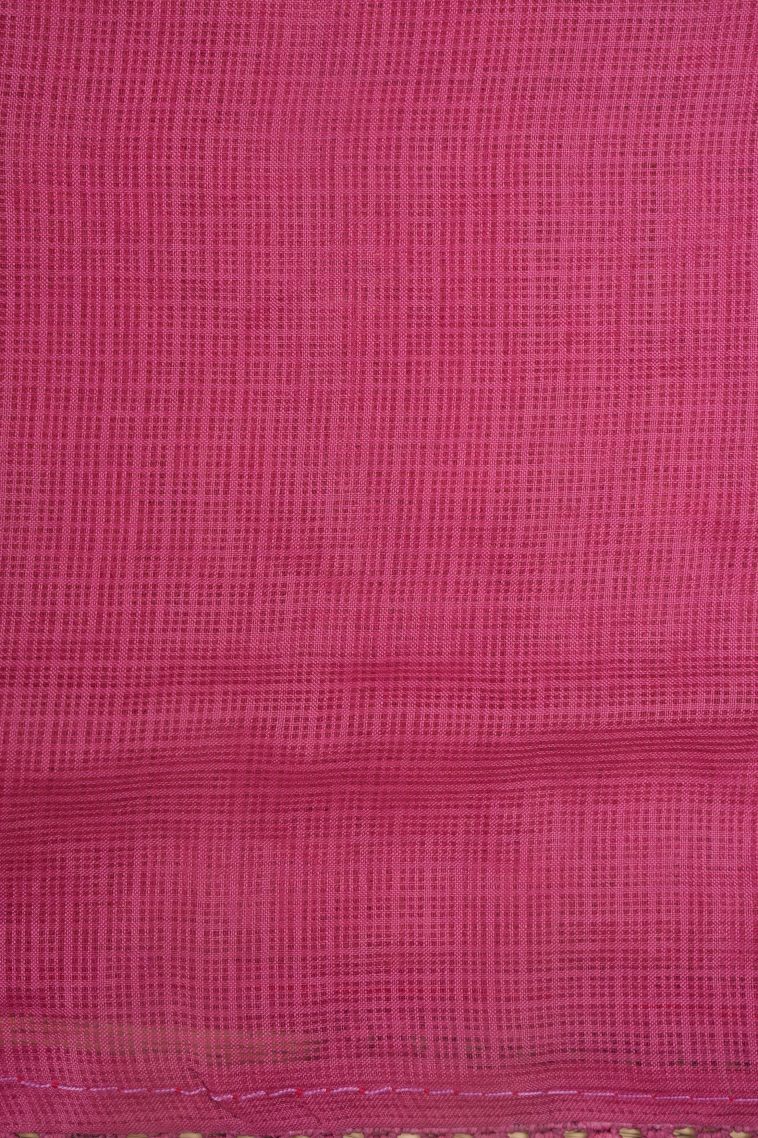 Fuscia Pink Tussar Saree with Without Zari Zari Floral Patterns view 3