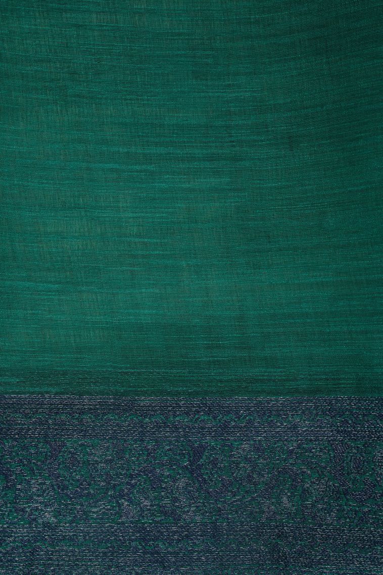 Ocean Blue Tussar Saree with Bronze Zari Buttis (small Dots Or Motifs) view 3