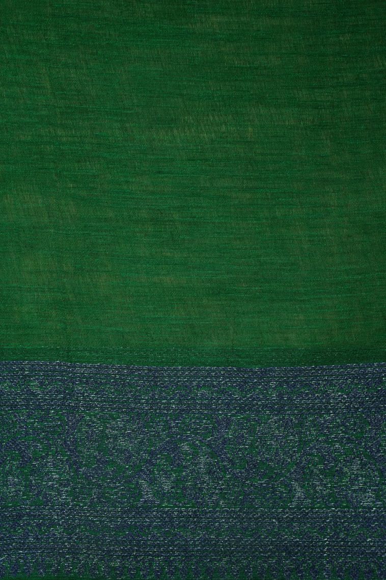 Basil Green Tussar Saree with Bronze Zari Buttis (small Dots Or Motifs) view 3