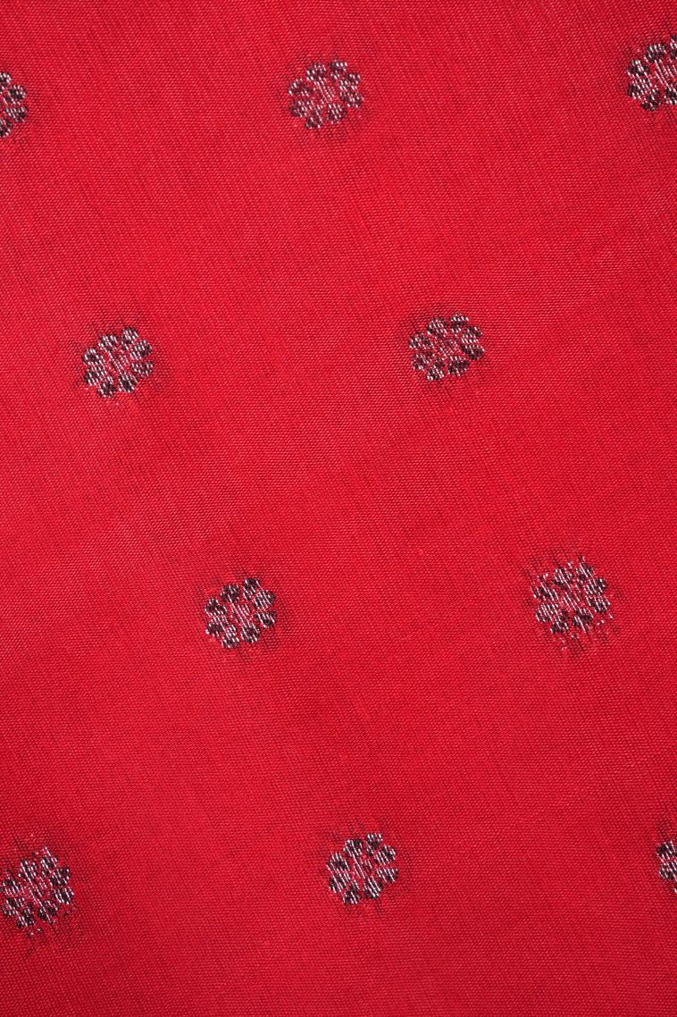 Rose  Red Tussar Saree with Bronze Zari Buttis (small Dots Or Motifs) view 3