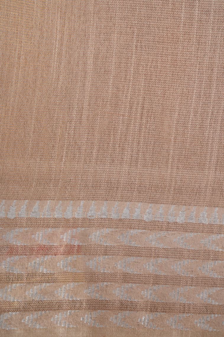 Coconut White Tussar Saree with Without Zari Zari Plain view 3