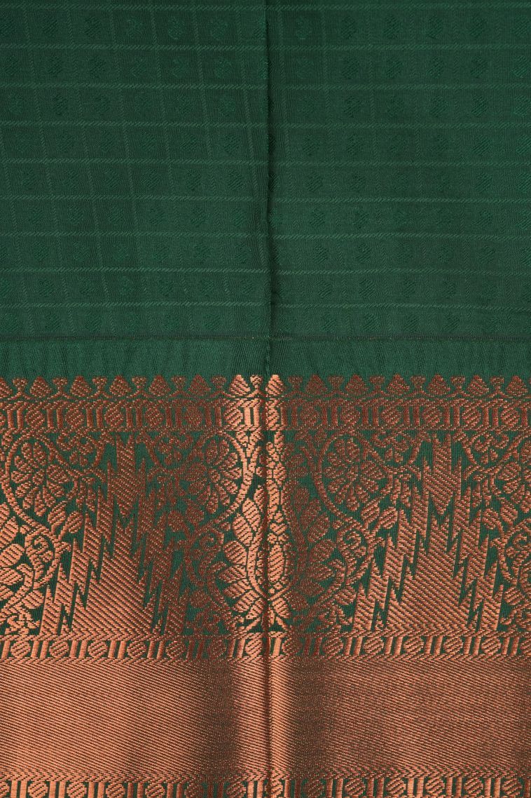 Hot Pink Visiri Madippu Silk Sarees with Copper Zari Buttis (small Dots Or Motifs) view 3