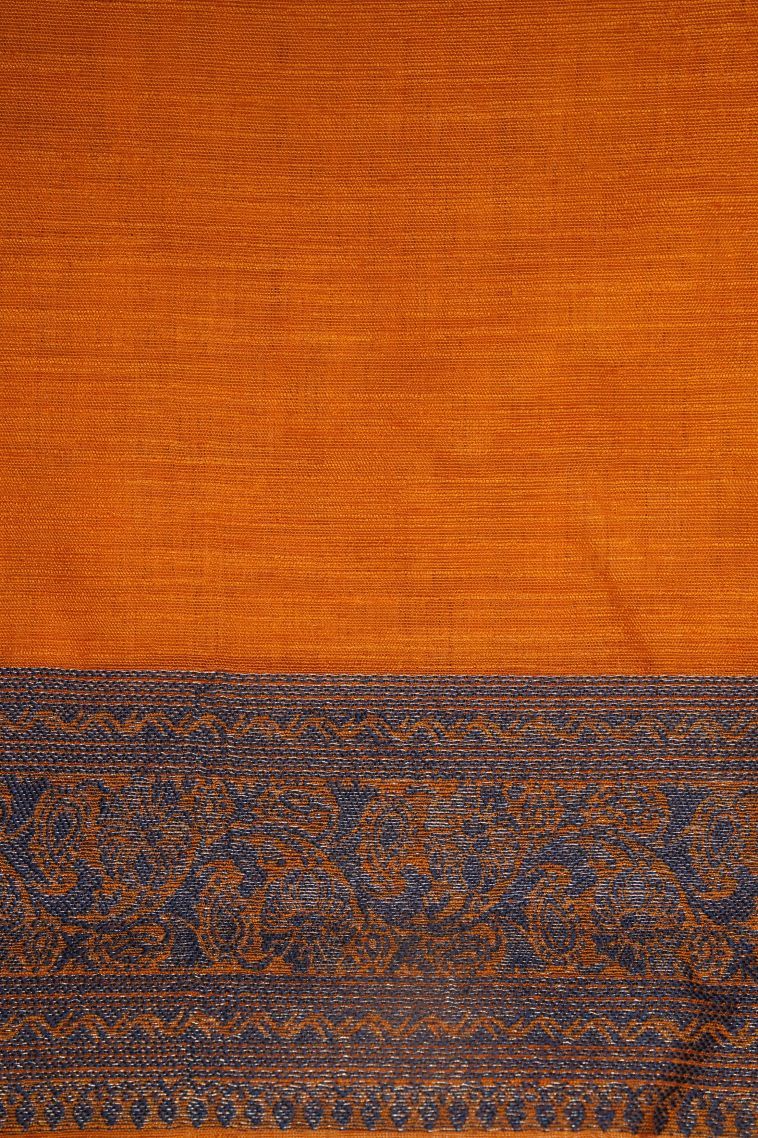 Apricot Orange Tussar Saree with Bronze Zari Buttis (small Dots Or Motifs) view 3