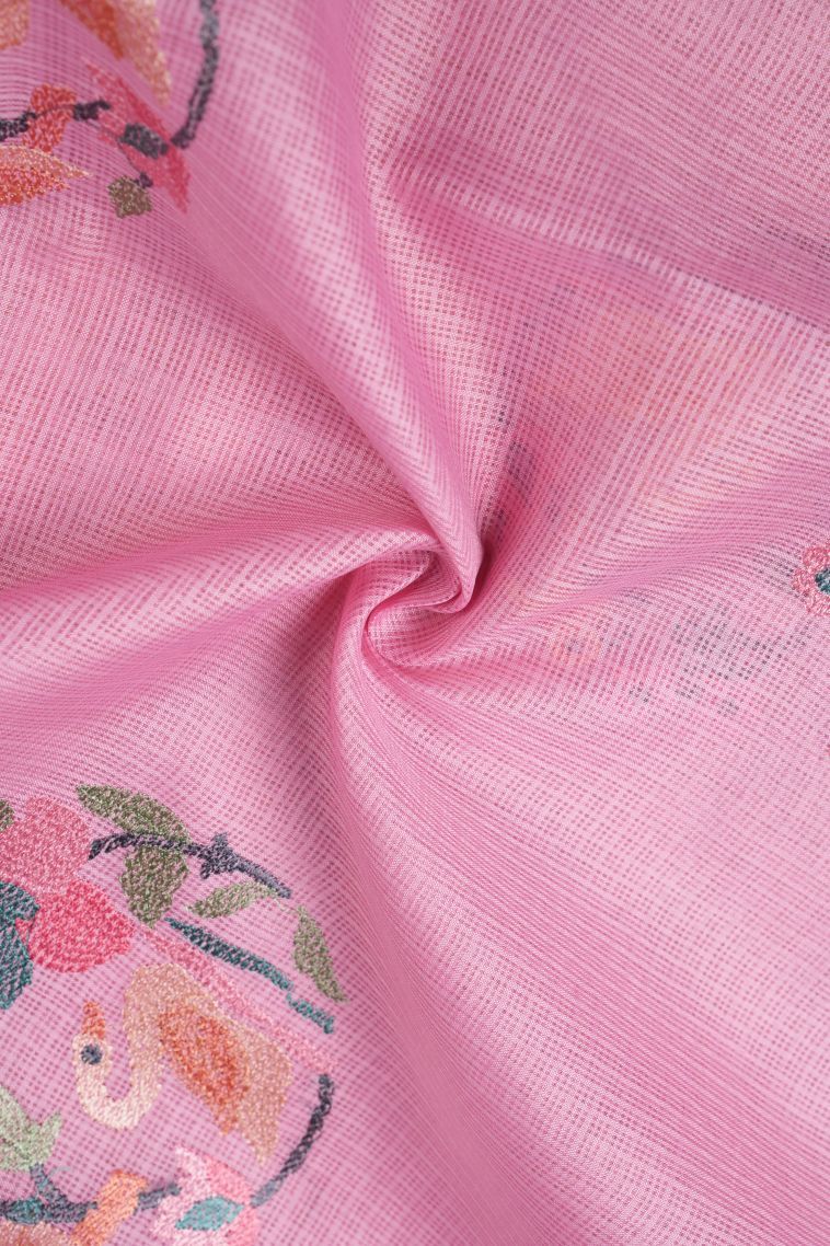 Ballet Pink Organza Saree with Without Zari Zari Buttis (small Dots Or Motifs) view 4