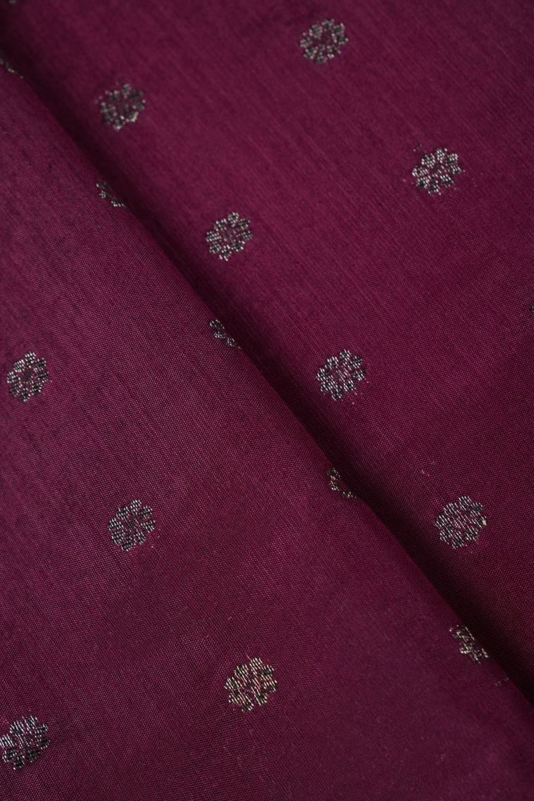 Bosenberry Purple Tussar Saree with Bronze Zari Buttis (small Dots Or Motifs) view 3