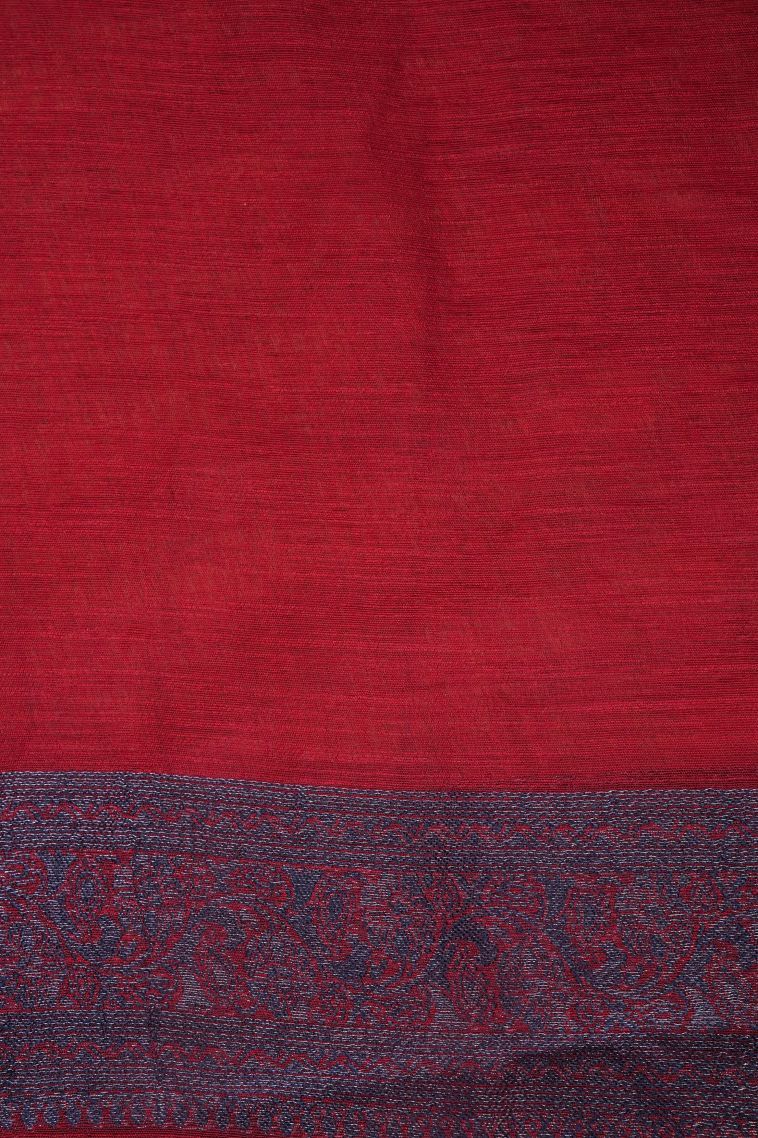 Rose  Red Tussar Saree with Bronze Zari Buttis (small Dots Or Motifs) view 3