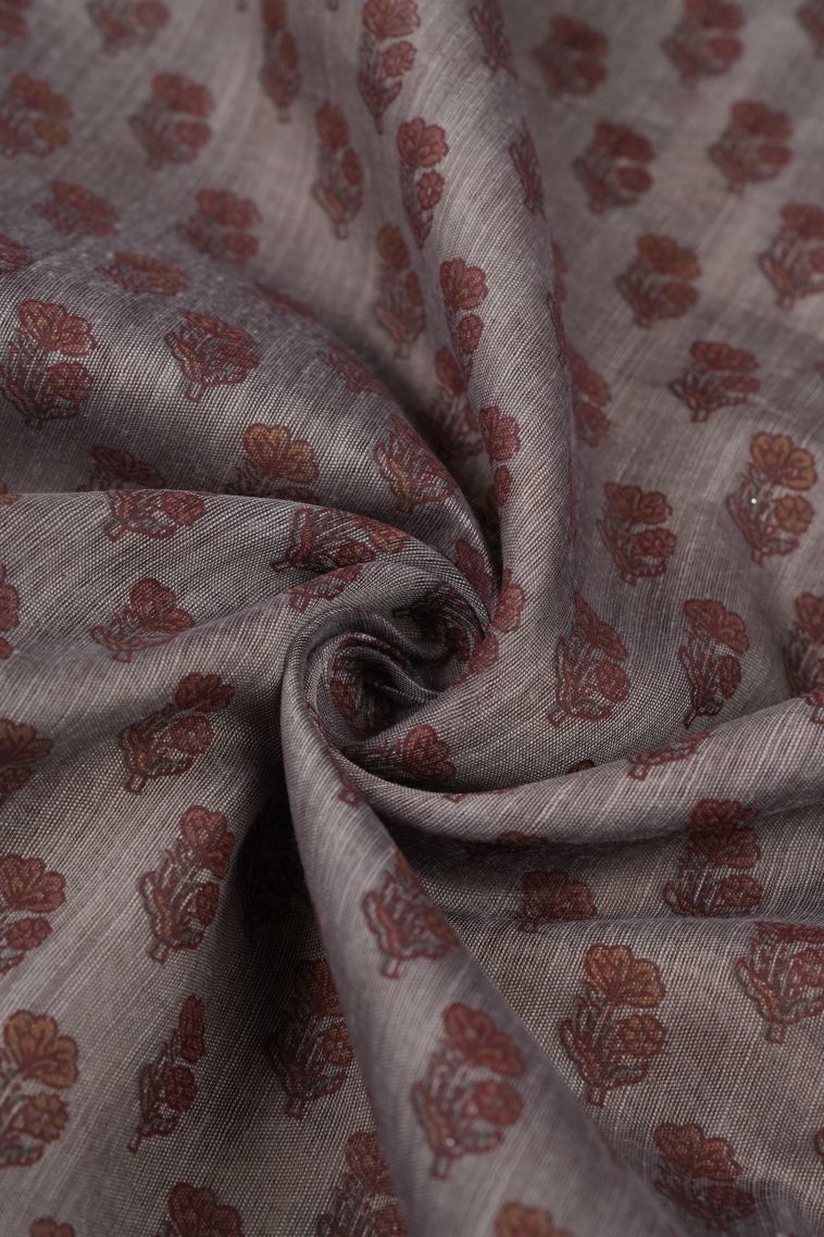 Peanut Brown Chanderi Cotton Sarees with Without Zari Zari Floral Patterns view 4