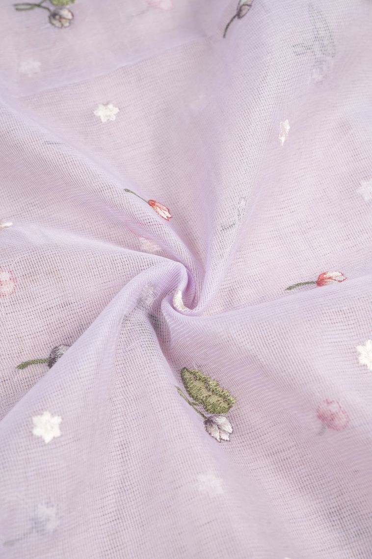 Lavender Purple Organza Saree with Without Zari Zari Buttis (small Dots Or Motifs) view 4