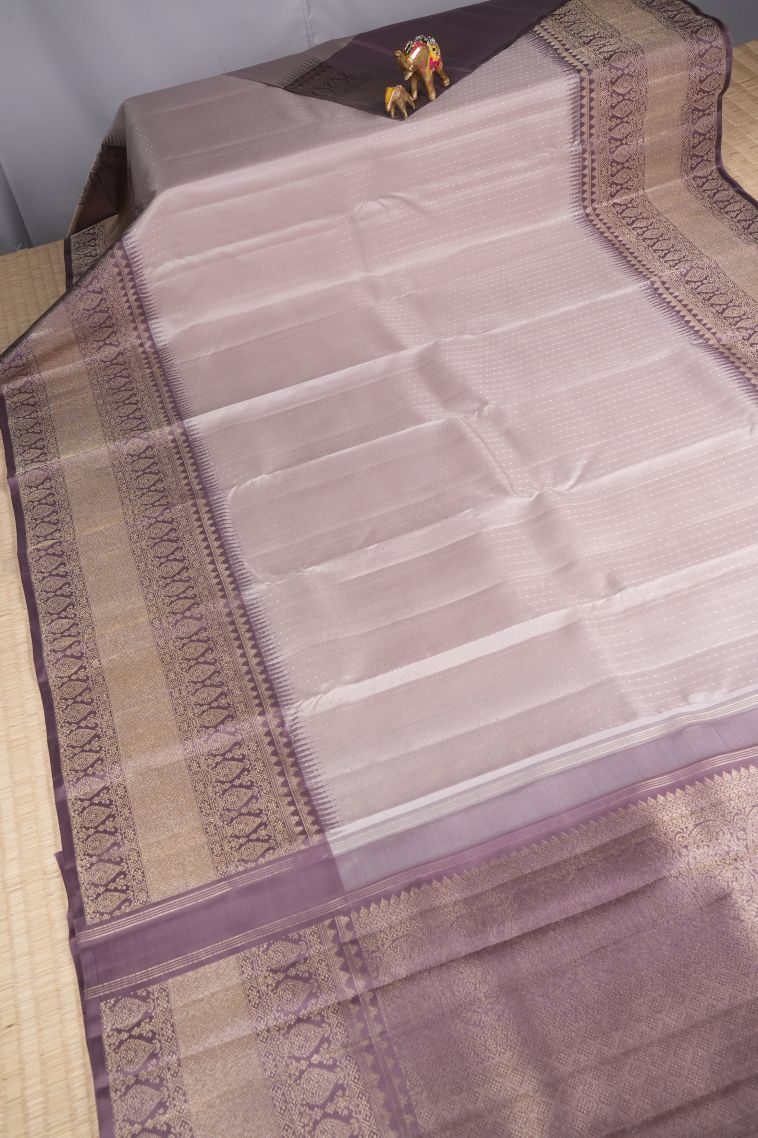 Lemonade Pink Kanchipuram Silk Sarees with Gold Zari Stripes view 2