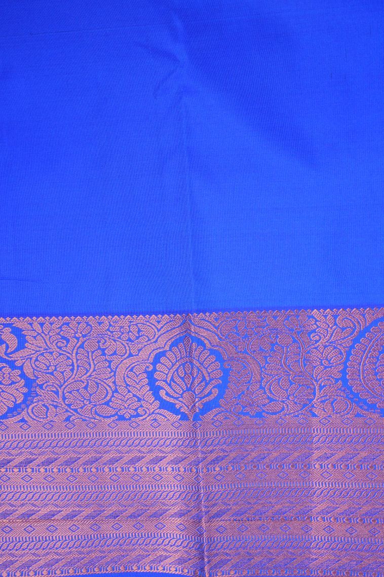 Cobalt Blue Visiri Madippu Silk Sarees with Copper Zari Floral Patterns view 3