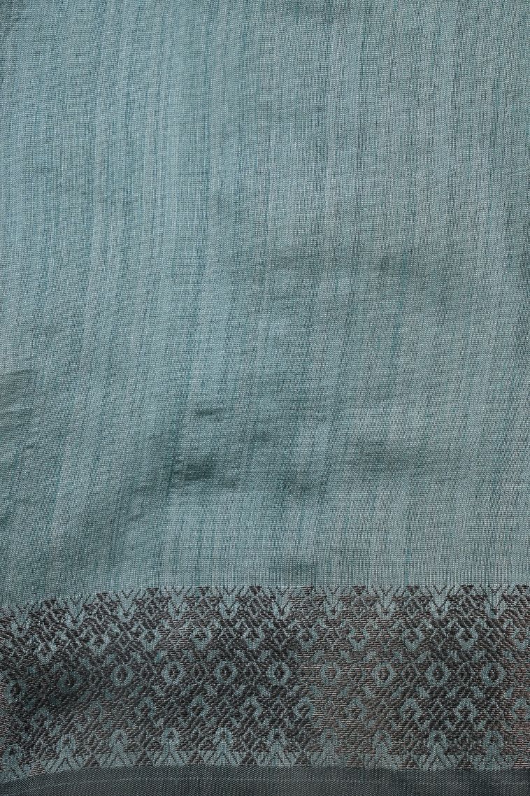 Sky Blue Tussar Saree with Without Zari Zari Stripes view 3