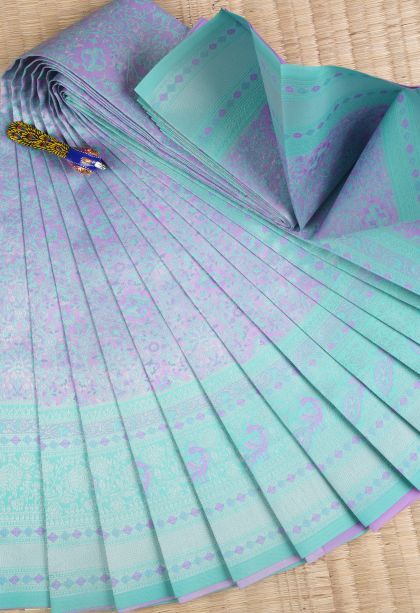 Jam Purple Visiri Madippu Silk Sarees with Silver Zari Floral Patterns