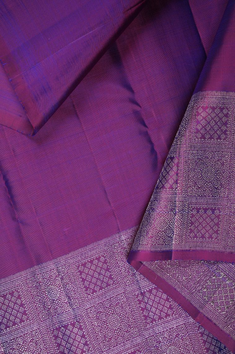 Bubble Purple Kanchipuram Silk Sarees with Silver Zari Buttis (small Dots Or Motifs) view 3