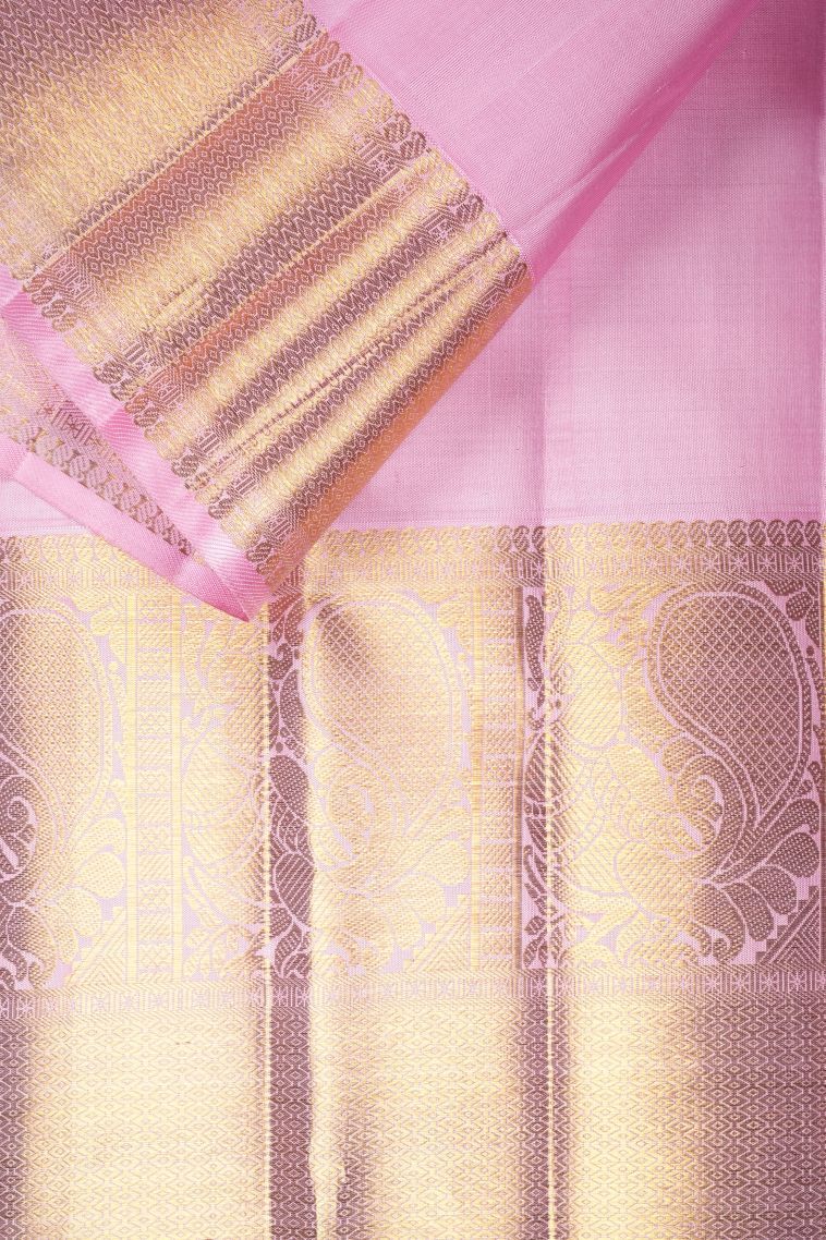 Bottle Green Kanchipuram Silk Sarees with Gold Zari Floral Patterns view 3