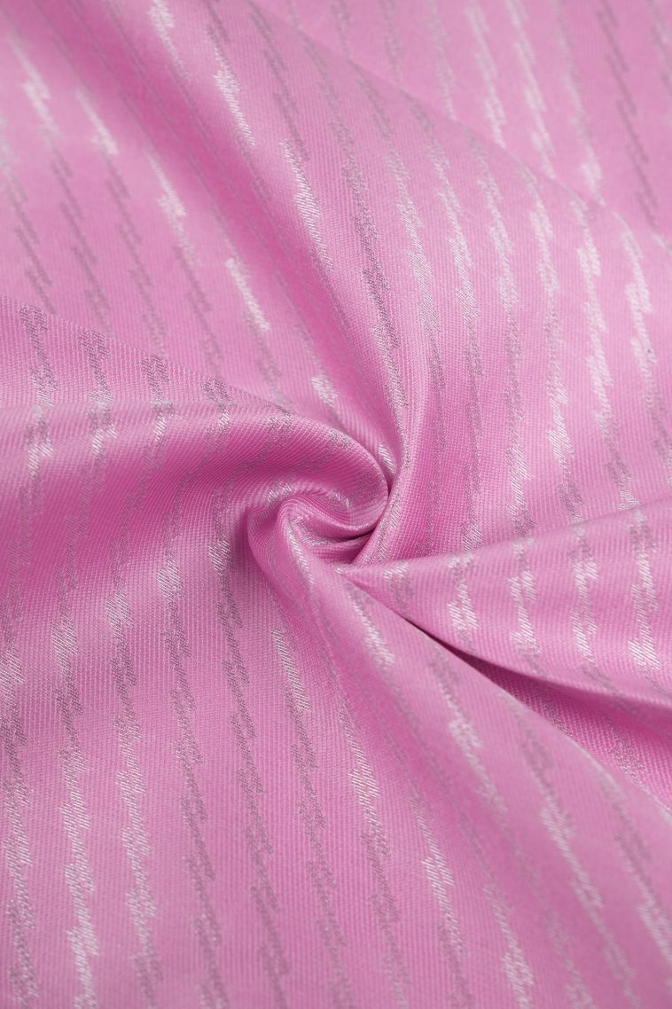 Blush Pink Visiri Madippu Silk Sarees with Silver Zari Stripes view 4