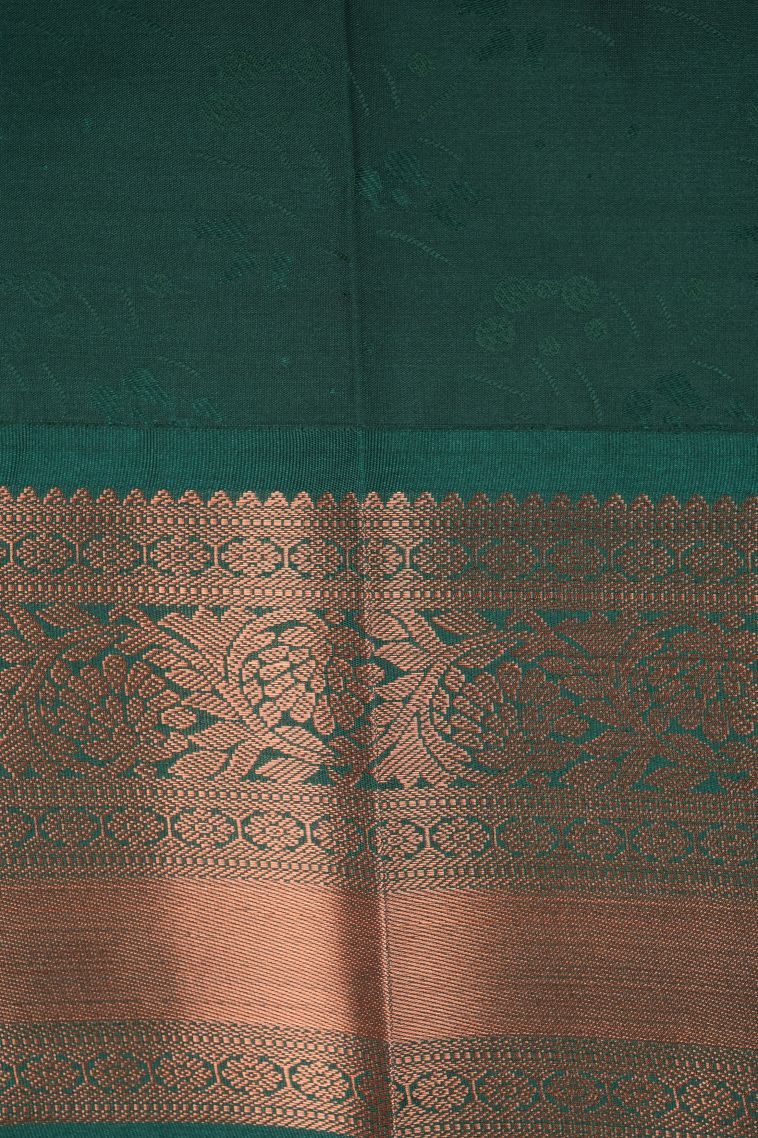 Tiger Orange Visiri Madippu Silk Sarees with Copper Zari Floral Patterns view 3