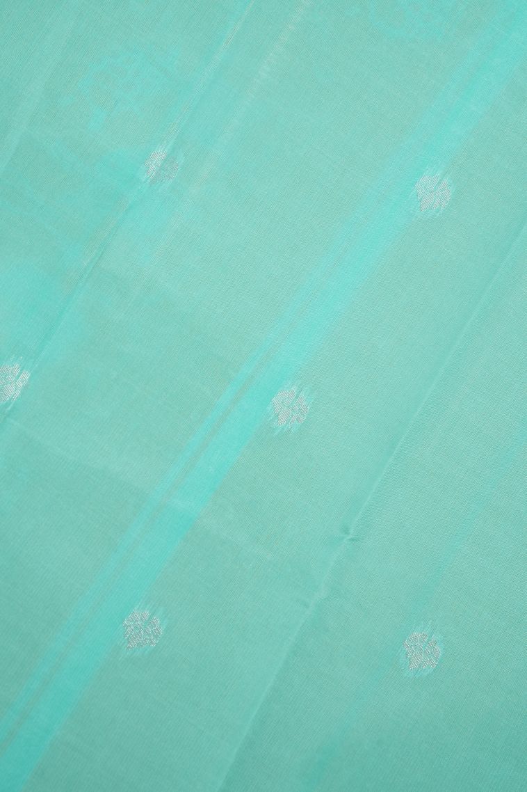 Lemon Yellow Visiri Madippu Silk Sarees with Silver Zari Buttis (small Dots Or Motifs) view 3