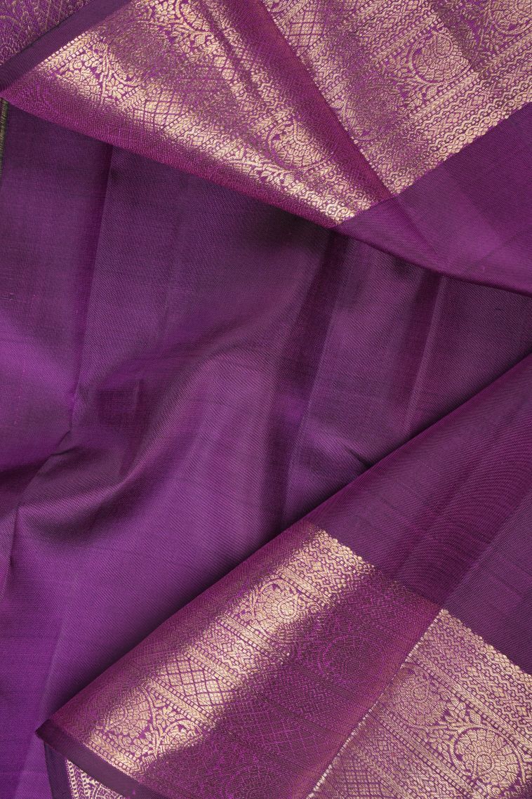 Magenta Purple Kanchipuram Silk Sarees with Gold Zari Buttis (small Dots Or Motifs) view 3