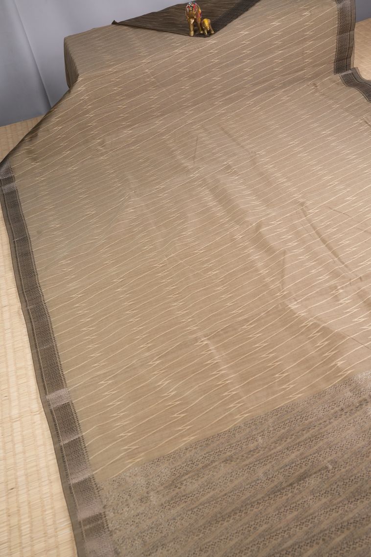 Tortilla Brown Tussar Saree with Without Zari Zari Stripes view 2