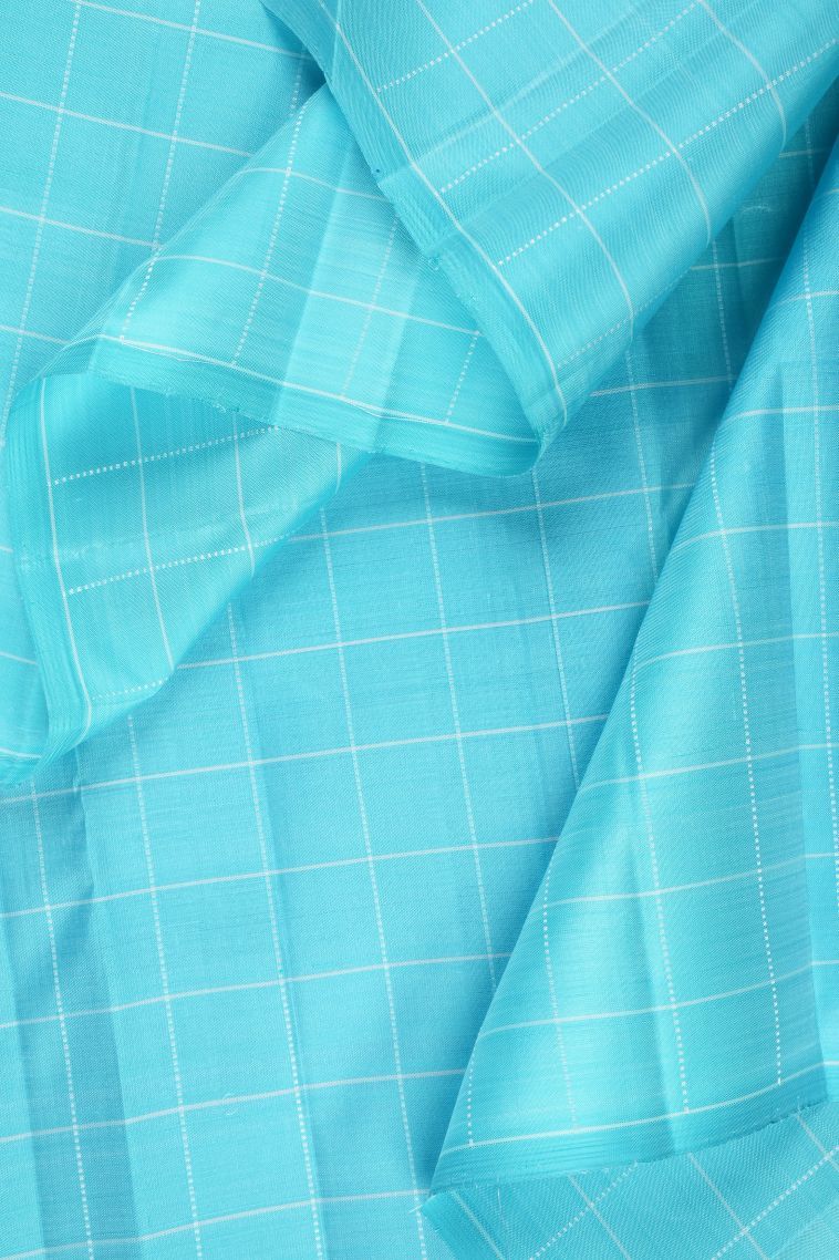 Cobalt Blue Kanchipuram Silk Sarees with Without Zari Zari Checks view 3