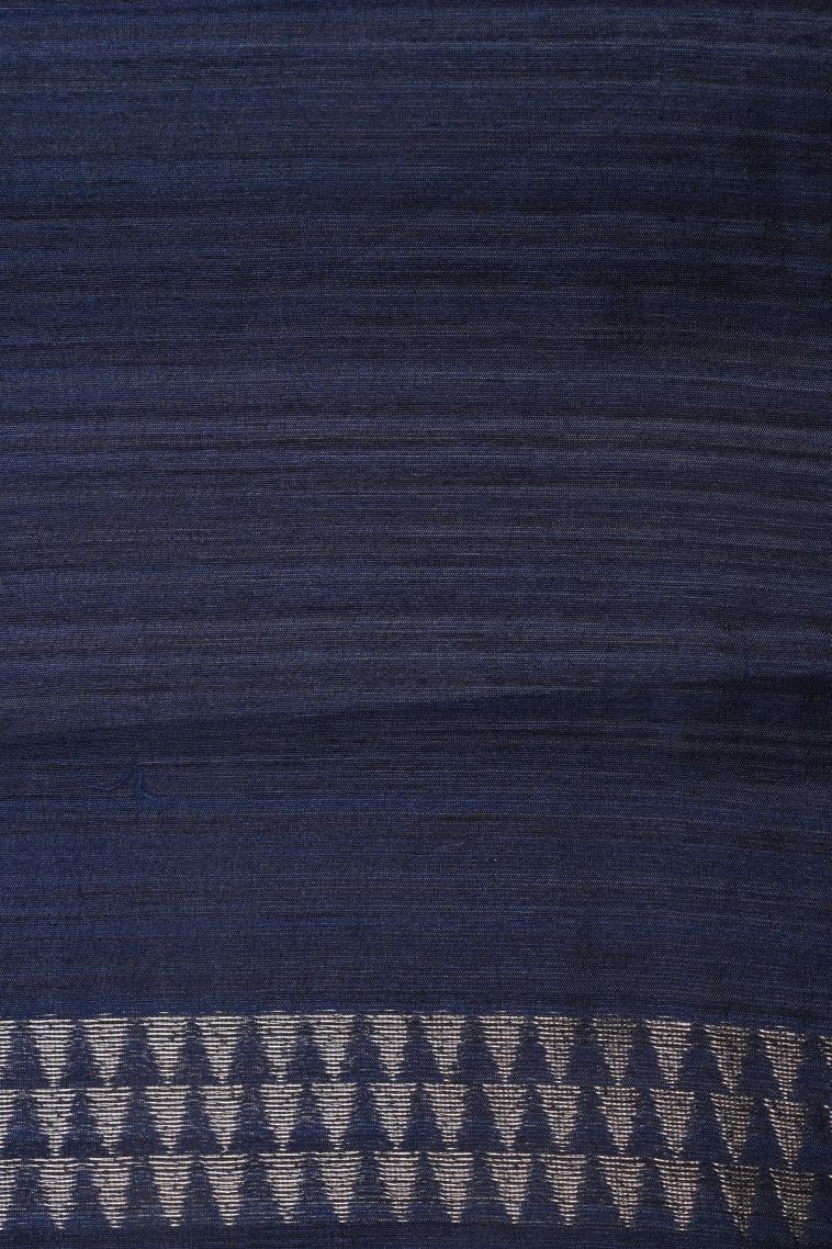 Berry Blue Jute Sarees with Copper Zari Buttis (small Dots Or Motifs) view 3