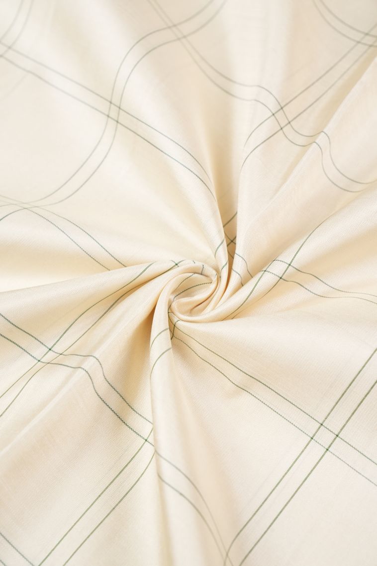 Cream White Kanchipuram Silk Sarees with Without Zari Zari Checks view 4