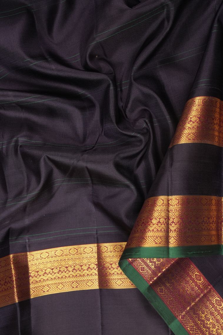 Cream White Kanchipuram Silk Sarees with Without Zari Zari Checks view 3