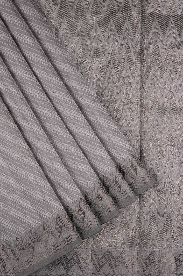 Heather Purple Tussar Saree with Without Zari Zari Stripes view 1