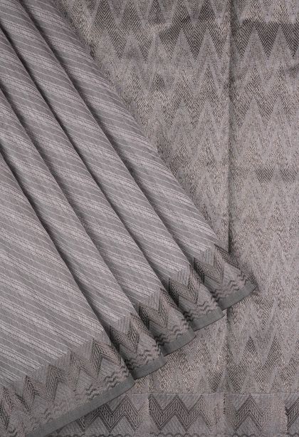 Heather Purple Tussar Saree with Without Zari Zari Stripes