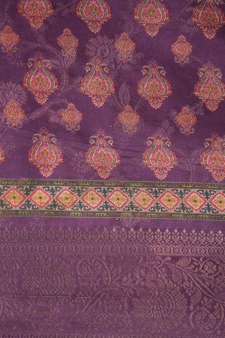 Magenta Purple Tussar Saree with Without Zari Zari Buttis (small Dots Or Motifs) view 3