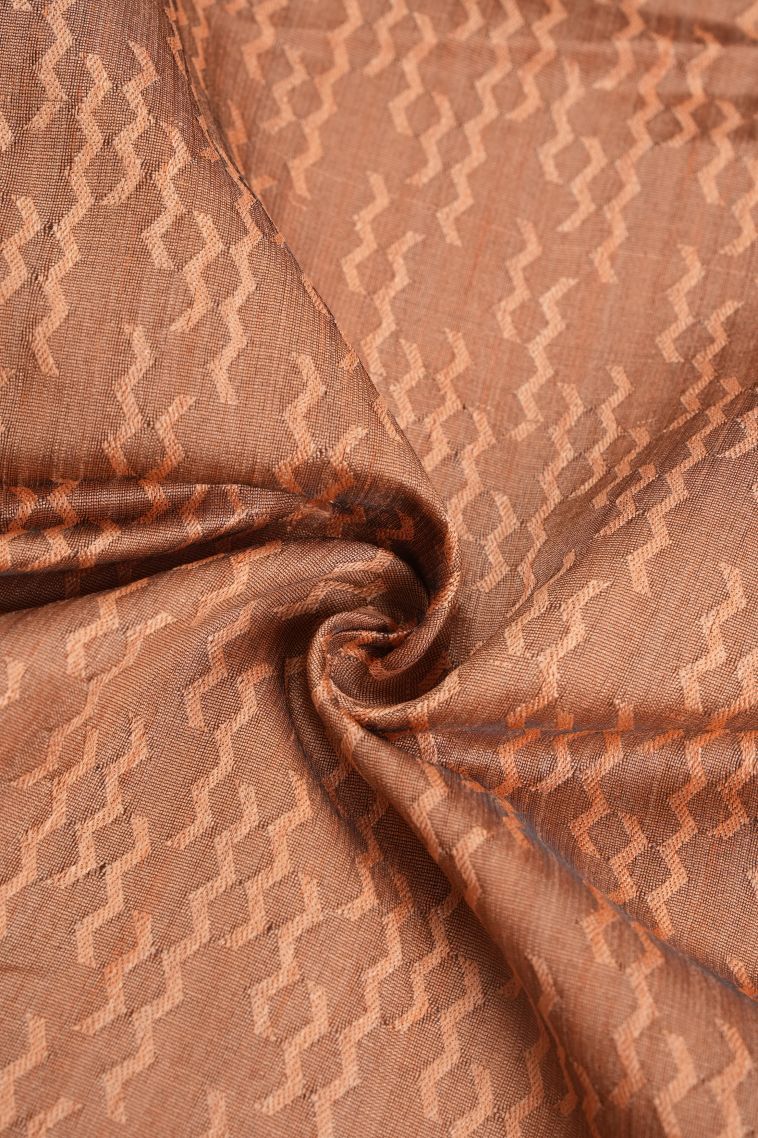 Peach Pink Tussar Saree with Without Zari Zari Stripes view 4