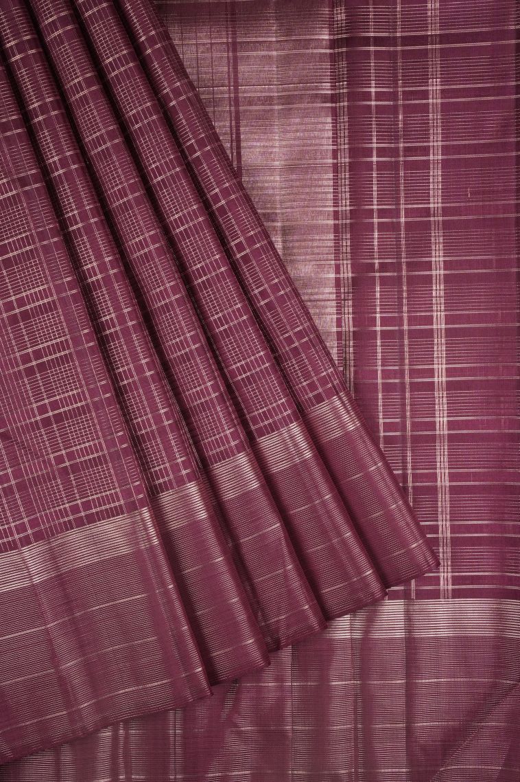 Bindi Red Kanchipuram Silk Sarees with Gold Zari Checks view 1