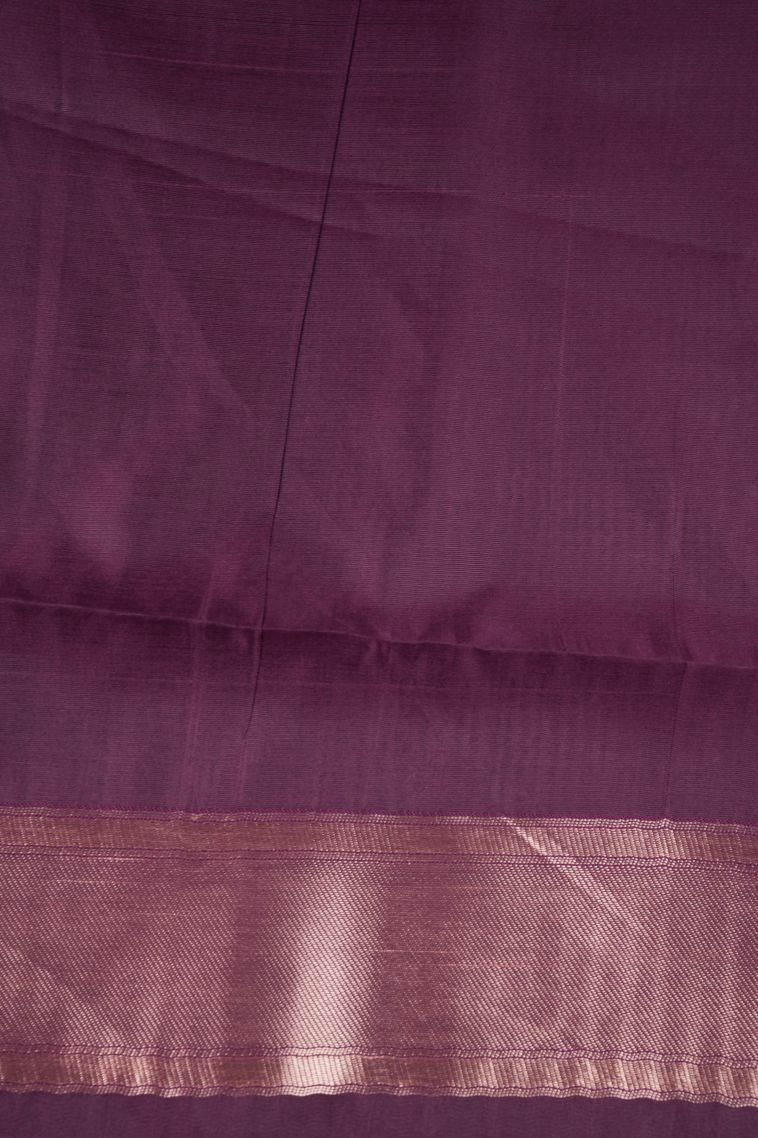 Cream White Tussar Saree with Copper Zari Buttis (small Dots Or Motifs) view 3