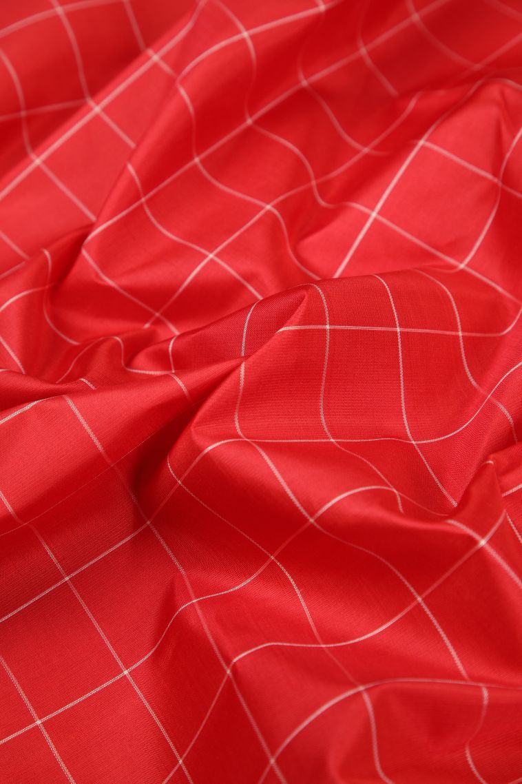 Rose  Red Kanchipuram Silk Sarees with Without Zari Zari Checks view 4