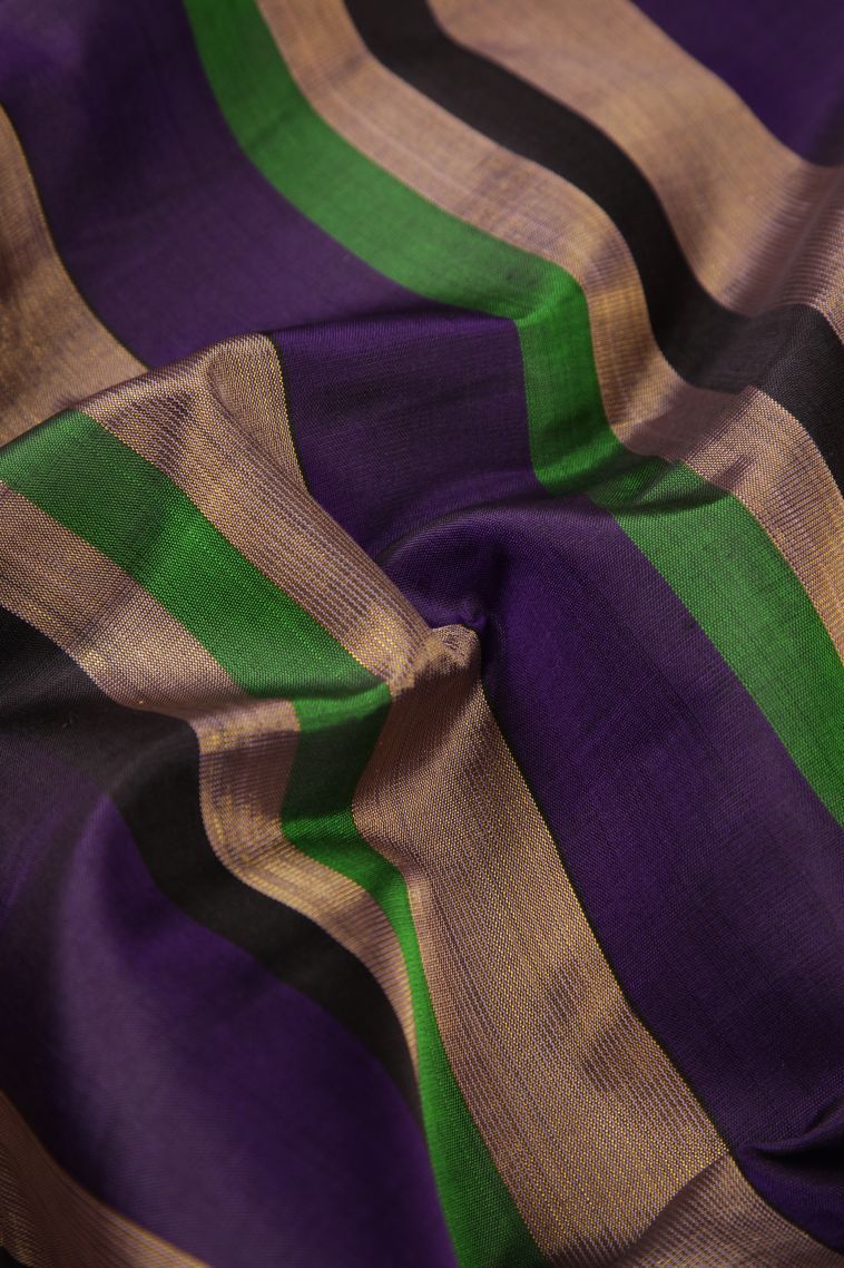 Viola Purple Kanchipuram Silk Sarees with Without Zari Zari Stripes view 4