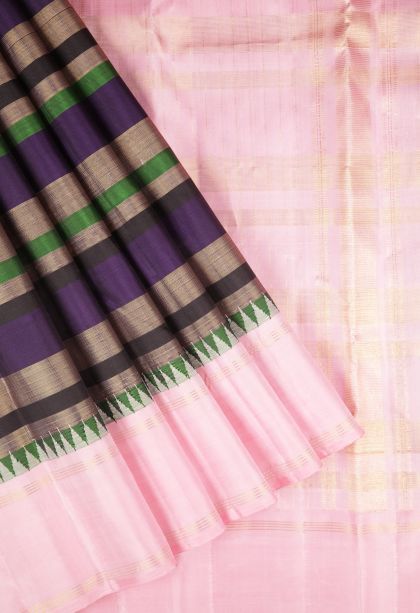 Viola Purple Kanchipuram Silk Sarees with Without Zari Zari Stripes