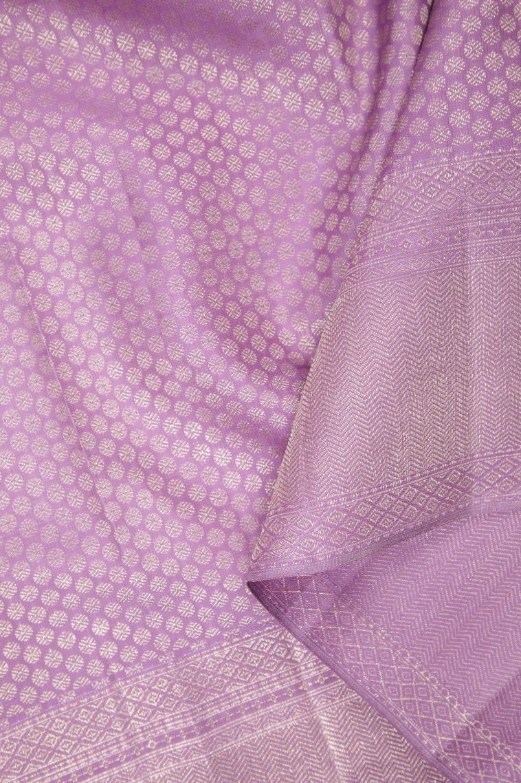 Gold Kanchipuram Silk Sarees with Silver Zari Checks view 3
