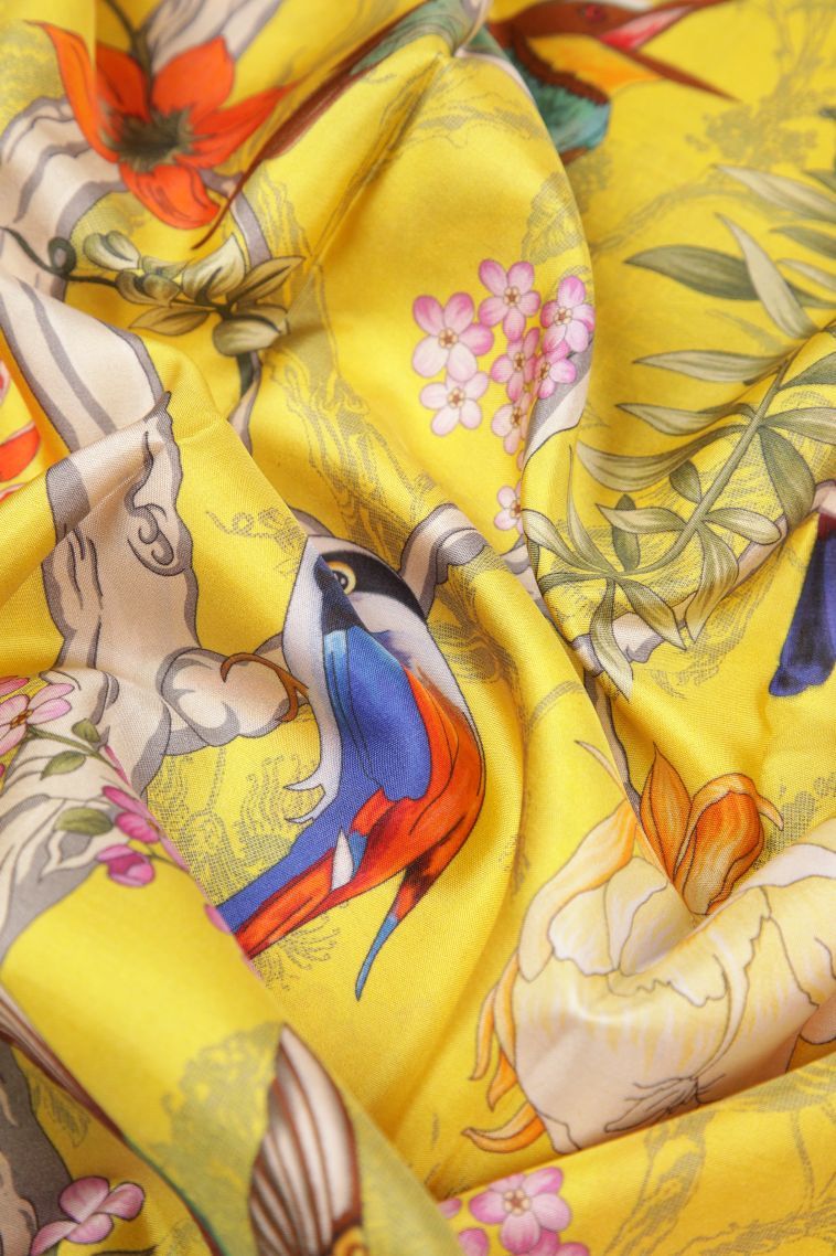 Lemon Yellow Kanchipuram Silk Sarees with Without Zari Zari Floral Patterns view 4