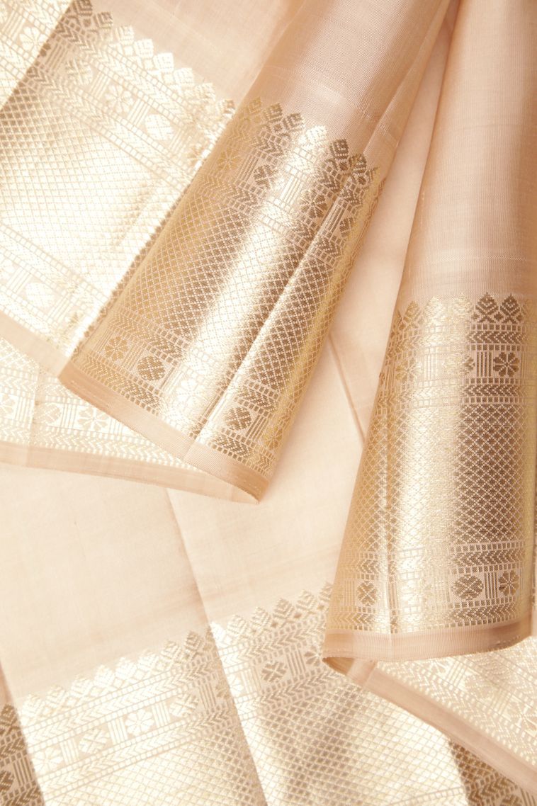 Bosenberry Purple Kanchipuram Silk Sarees with Silver Zari Stripes view 3