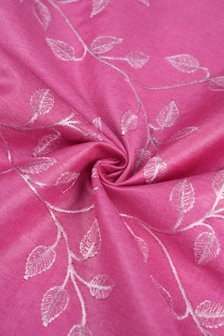 Bubblegum Pink Tussar Saree with Without Zari Zari Floral Patterns view 4