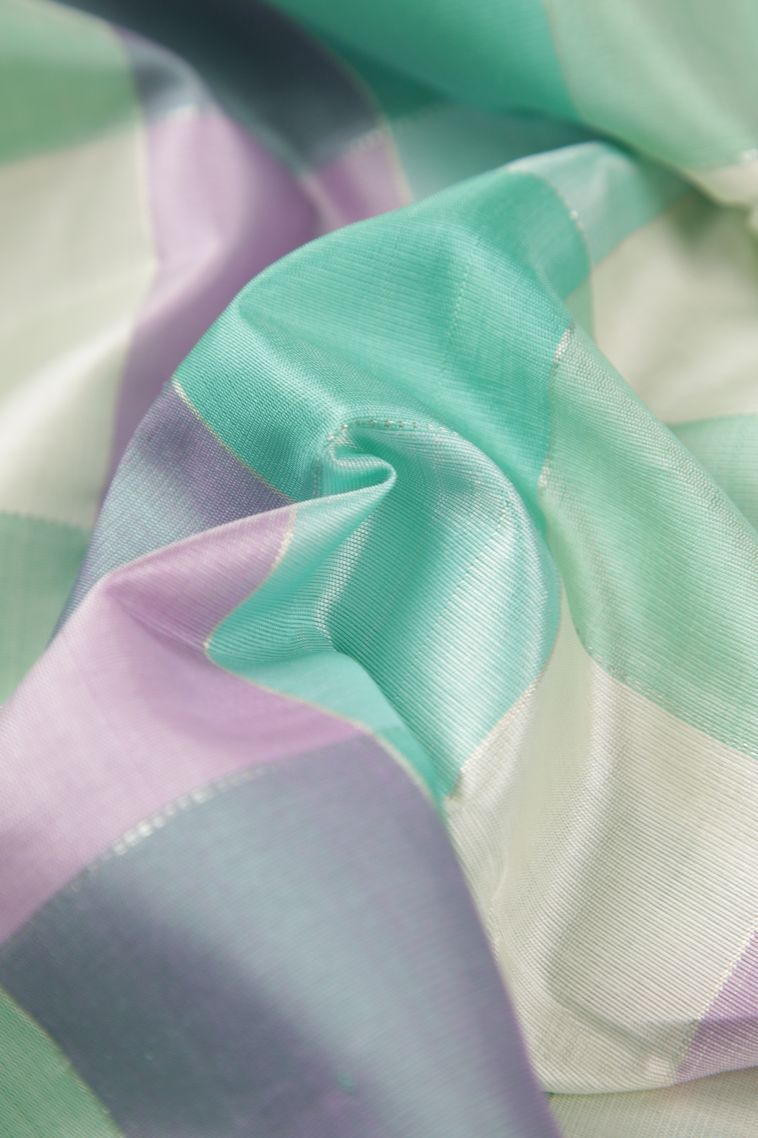 Arctic Blue Kanchipuram Silk Sarees with Without Zari Zari Checks view 4