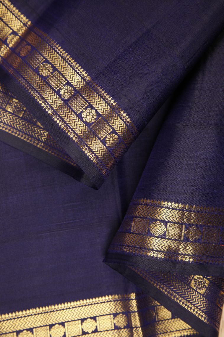 Latte Yellow Kanchipuram Silk Sarees with Gold Zari Buttis (small Dots Or Motifs) view 3