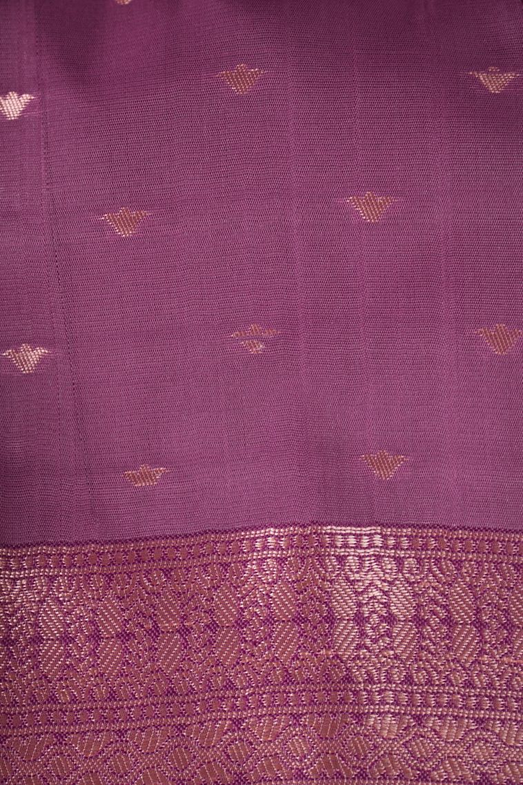 Blush Pink Tussar Saree with Copper Zari Buttis (small Dots Or Motifs) view 3