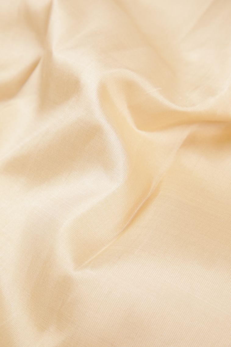 Cream White Kanchipuram Silk Sarees with Without Zari Zari Plain view 4