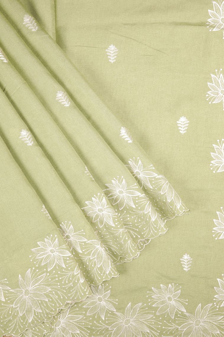 Pistachio Green Tussar Saree with Without Zari Zari Buttis (small Dots Or Motifs) view 1